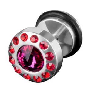 Taffstyle Piercing-Set Piercing Ohr Plug mit Strass Kristallen, Runde Ohrringe Ohrstecker Fake Ohr Plug Flesh Tunnel Platte Stecker