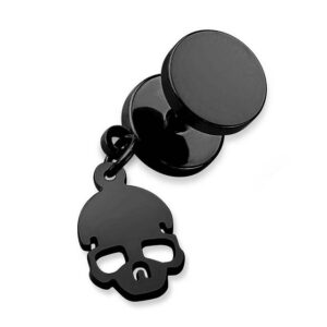 Taffstyle Piercing-Set Piercing Ohr Plug mit Totenkopf Anhänger, Runde Ohrring Fake Ohr Plug Flesh Tunnel Ohrpiercing Edelstahl Platte