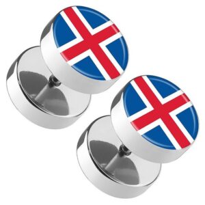 Taffstyle Piercing-Set Piercing Ohrstecker Fussball EM & WM Länderflagge, Runde Ohrringe Fakeb Plug Flesh Tunnel Platte Fanartikel Deutschland