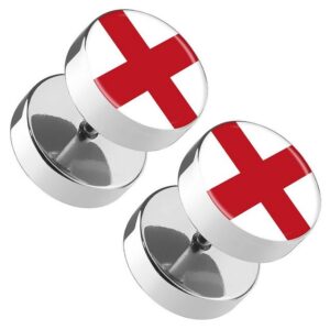 Taffstyle Piercing-Set Piercing Ohrstecker Fussball EM & WM Länderflagge, Runde Ohrringe Fakeb Plug Flesh Tunnel Platte Fanartikel Deutschland