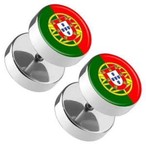 Taffstyle Piercing-Set Piercing Ohrstecker Fussball EM & WM Länderflagge, Runde Ohrringe Fakeb Plug Flesh Tunnel Platte Fanartikel Deutschland