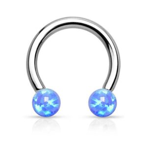 Taffstyle Piercing-Set Piercing Septum Hufeisen mit Opal Kugeln, Lippenpiercing Septum Hufeisen mit Opal Kugeln