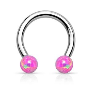 Taffstyle Piercing-Set Piercing Septum Hufeisen mit Opal Kugeln, Lippenpiercing Septum Hufeisen mit Opal Kugeln