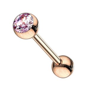 Taffstyle Piercing-Set Zungenpiercing Hantel Rose vergoldet Kristallkugel, Piercingfaktor Barbell Stecker Zungenpiercing Zunge Mund Rose Gold