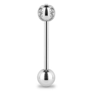 Taffstyle Piercing-Set Zungenpiercing Intim Brust Kugel mit 5 Kristallen, Piercingfaktor Barbell Stab Hantel Stecker Oral Ohr Tragus Ohrpiercing