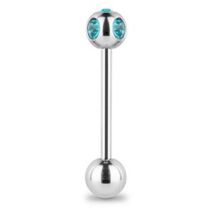 Taffstyle Piercing-Set Zungenpiercing Intim Brust Kugel mit 5 Kristallen, Piercingfaktor Barbell Stab Hantel Stecker Oral Ohr Tragus Ohrpiercing