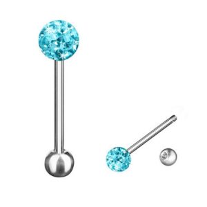 Taffstyle Piercing-Set Zungenpiercing Intim Brust Oral Ohr Kugel Kristall, Barbell Stab Piercing Hantel Stecker Zunge Tragus Helix Ohrpiercing