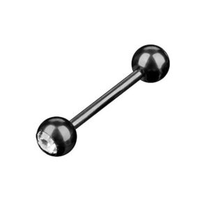 Taffstyle Piercing-Set Zungenpiercing Intim Ohr Kugel Schwarz Kristall, Barbell Piercing Hantel Stecker Brust Oral Tragus Helix Ohrpiercing