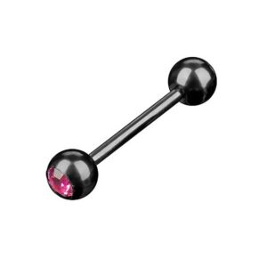 Taffstyle Piercing-Set Zungenpiercing Intim Ohr Kugel Schwarz Kristall, Barbell Piercing Hantel Stecker Brust Oral Tragus Helix Ohrpiercing