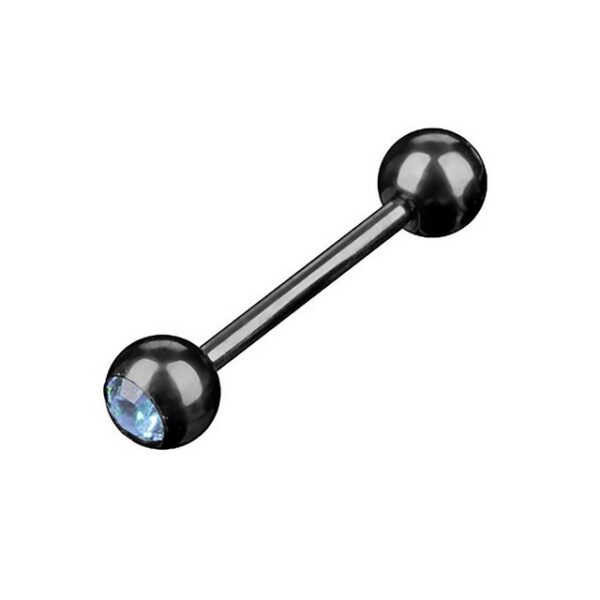 Taffstyle Piercing-Set Zungenpiercing Intim Ohr Kugel Schwarz Kristall, Barbell Piercing Hantel Stecker Brust Oral Tragus Helix Ohrpiercing