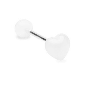 Taffstyle Piercing-Set Zungenpiercing Intim Oral Ohr mit UV Herz, Piercingfaktor Barbell Stab Intim Brust Hantel Stecker Zungenpiercing