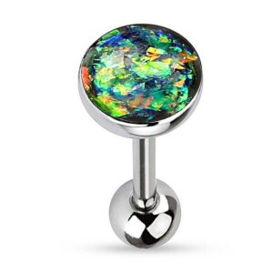 Taffstyle Piercing-Set Zungenpiercing Kugel Multi Opal Kristall Glitter, Piercingfaktor Barbell Stab Hantel Stecker Intim Brust Oral Ohr Tragus