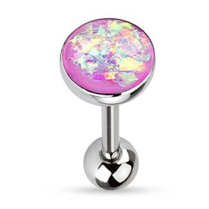 Taffstyle Piercing-Set Zungenpiercing Kugel Multi Opal Kristall Glitter, Piercingfaktor Barbell Stab Hantel Stecker Intim Brust Oral Ohr Tragus