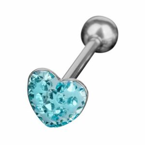 Taffstyle Piercing-Set Zungenpiercing Oral Ohr Kugel Epoxy Kristall Herz, Piercingfaktor Barbell Stab Hantel Stecker Intim Brust Tragus Helix