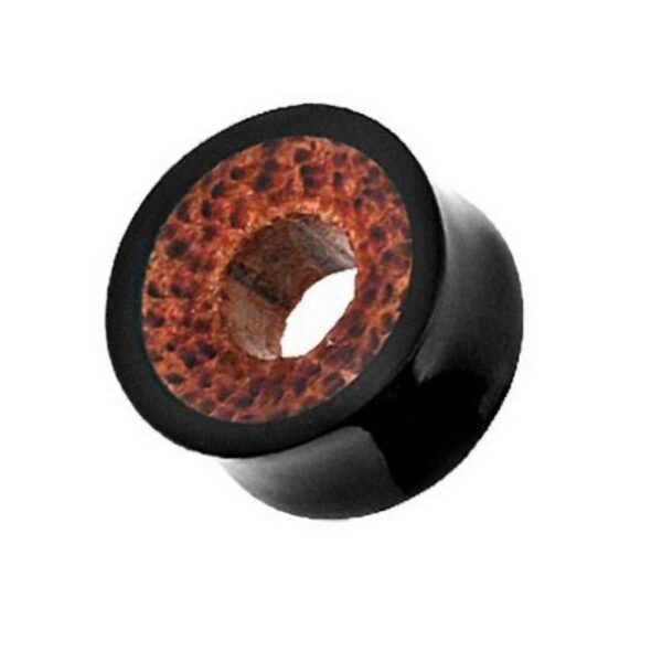 Taffstyle Plug Piercing Kokos Holz Inlay Braun Flesh Tunnel, Organic Horn Schwarz Inlay Braun Flesh Tunnel Piercing Ohr Schmuck