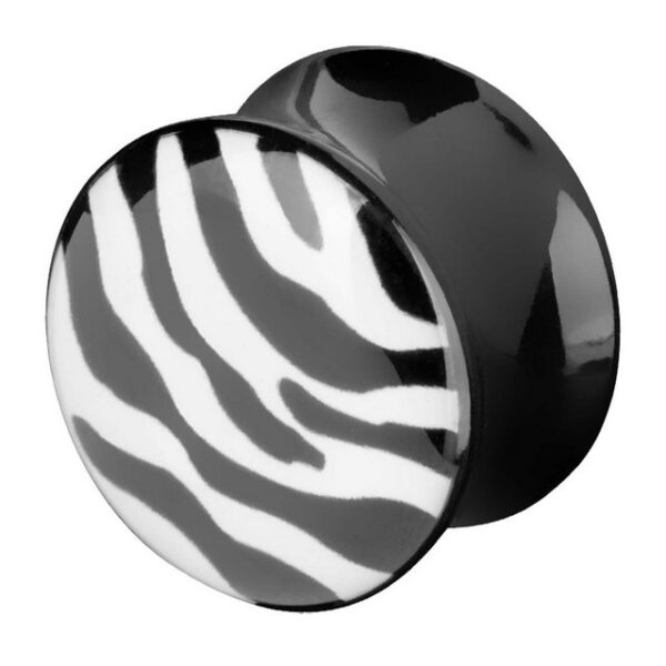 Taffstyle Plug Piercing Kuntstoff Double Flared Zebra Muster, Flesh Tunnel Ohr Plug Ohrpiercing Tribal Ethno Double Flared Zebra