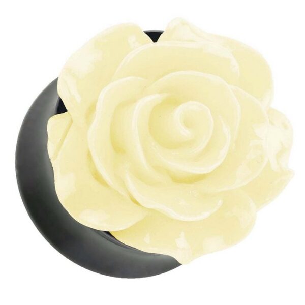 Taffstyle Plug Piercing Ohrpiercing Rose in 3D Optik Creme, Ohr Plug Flesh Tunnel Piercing Ohrpiercing Rose in 3D Optik