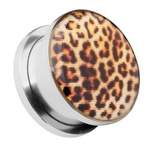 Taffstyle Plug Piercing Ohrpiercing Schraub Edelstahl Leoparden, Ohr Plug Flesh Tunnel Piercing Ohrpiercing Schraub Schraubverschluß