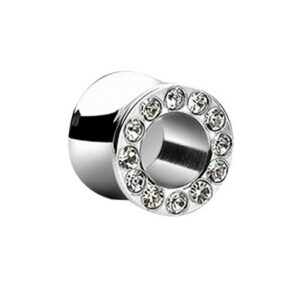 Taffstyle Plug Piercing Plug Ohrpiercing Double Flared Kristallen, Flesh Tunnel Ohr Plug Ohrpiercing Edelstahl Double Flared Kristallen