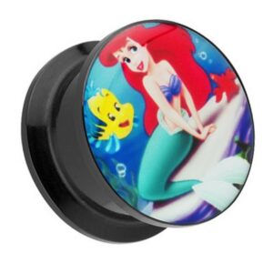 Taffstyle Plug Piercing Schraub Picture Motiv Comic Meerjungfrau, Ohr Plug Flesh Tunnel Piercing Ohrpiercing Schraub Schraubverschluß