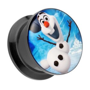 Taffstyle Plug Piercing Schraubverschluß Comic Schneemann Olaf, Ohr Plug Flesh Tunnel Piercing Ohrpiercing Kunststoff Schraub Picture