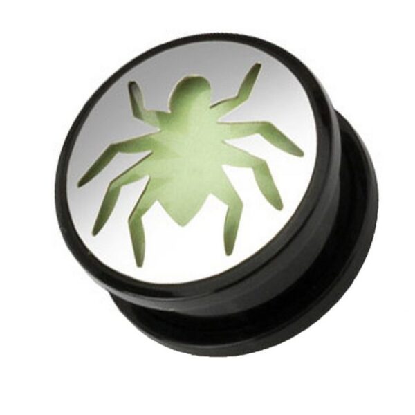 Taffstyle Plug Piercing Schraubverschluß Spinne Spider Glow Dark, Ohr Plug Flesh Tunnel Ohrpiercing Kunststoff Schraub Glow Dark Motiv