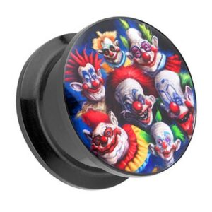 Taffstyle Plug Piercing Schraubverschluß crazy Clown Party Motiv, Ohr Plug Flesh Tunnel Piercing Ohrpiercing Kunststoff Schraub