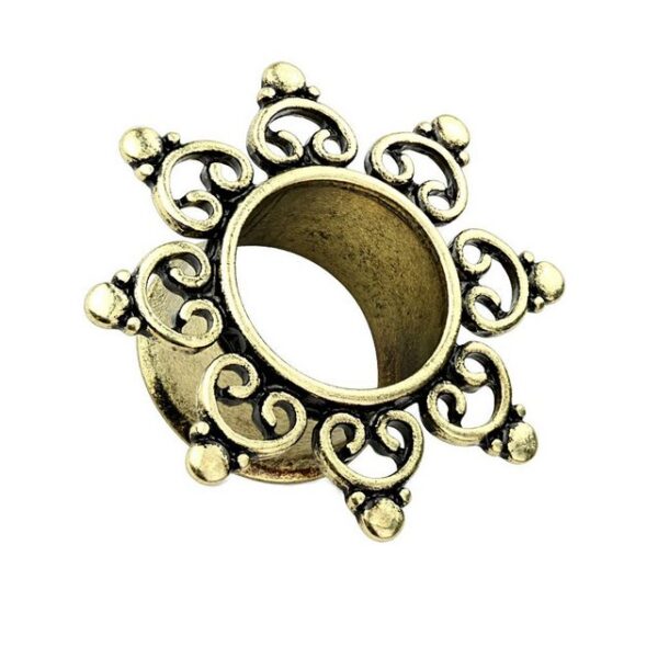 Taffstyle Plug Piercing Vintage Antik vergoldet Mandala Sonne, Flesh Tunnel Ohr Piercing Plug Ohrpiercing Vintage Antik vergoldet