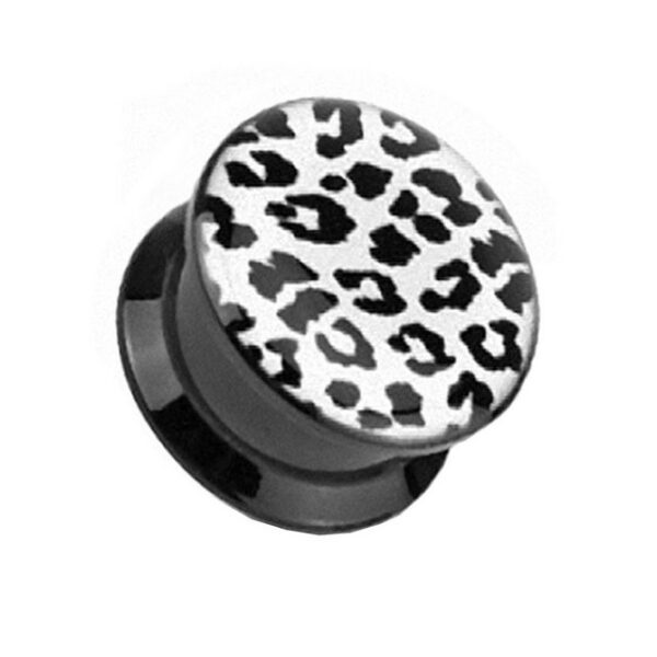 Taffstyle Plug Schraubverschluß Double Flared mit Leopard Motiv, Ohr Plug Flesh Tunnel Piercing Ohrpiercing Kunststoff Schraub Picture