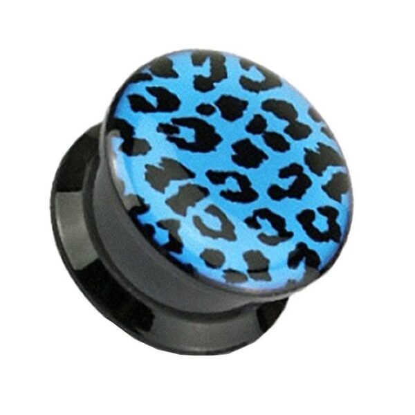 Taffstyle Plug Schraubverschluß Double Flared mit Leopard Motiv, Ohr Plug Flesh Tunnel Piercing Ohrpiercing Kunststoff Schraub Picture