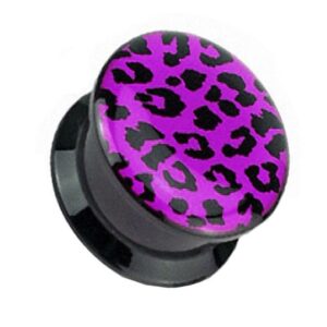 Taffstyle Plug Schraubverschluß Double Flared mit Leopard Motiv, Ohr Plug Flesh Tunnel Piercing Ohrpiercing Kunststoff Schraub Picture