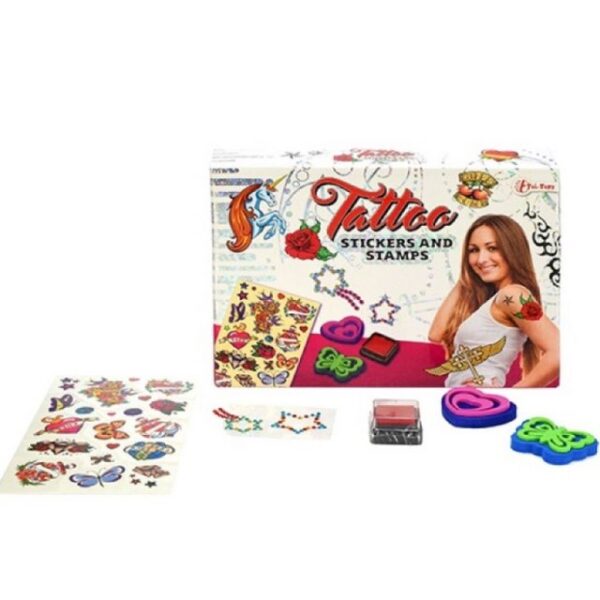 Toi-Toys Kindertattoo TATTOO Set mit Tattoo Aufkleber und Stempeln Kindertattoos