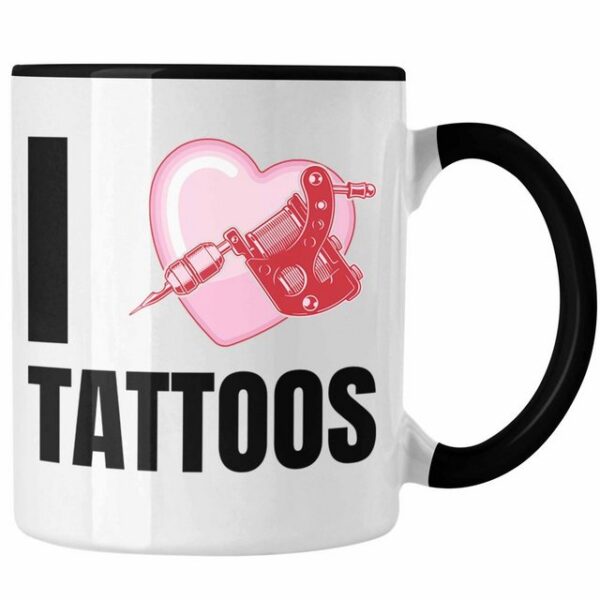 Trendation Tasse Trendation - I Love Tattoos Tasse Geschenk Tattoowiererin Tattoowierer Geschenkidee Spruch Männer Frauen