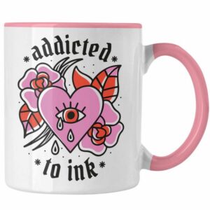 Trendation Tasse Trendation - Tätowiererin Geschenk Tasse Addicted To Ink Geschenkidee für Frau Mädchen Tattoo