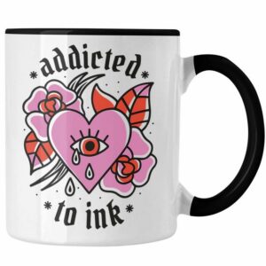 Trendation Tasse Trendation - Tätowiererin Geschenk Tasse Addicted To Ink Geschenkidee für Frau Mädchen Tattoo