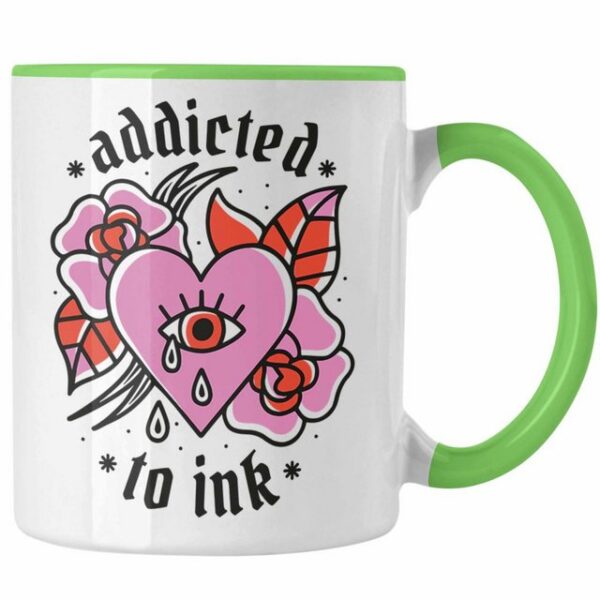 Trendation Tasse Trendation - Tätowiererin Geschenk Tasse Addicted To Ink Geschenkidee für Frau Mädchen Tattoo