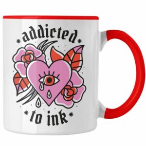 Trendation Tasse Trendation - Tätowiererin Geschenk Tasse Addicted To Ink Geschenkidee für Frau Mädchen Tattoo