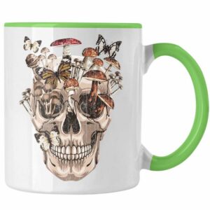 Trendation Tasse Trendation - Totenkopf Tasse Geschenk Pilzsammler Pilze Frauen Damen Tattoo Geschenkidee