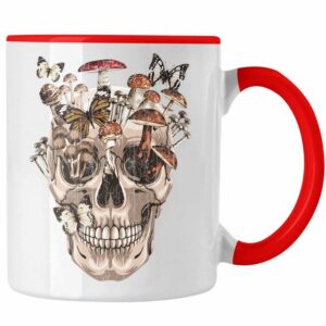 Trendation Tasse Trendation - Totenkopf Tasse Geschenk Pilzsammler Pilze Frauen Damen Tattoo Geschenkidee