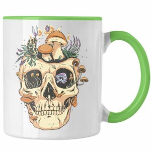 Trendation Tasse Trendation - Totenkopf Tasse Geschenk Pilzsammler Pilze Frauen Damen Tattoo Geschenkidee Grafik