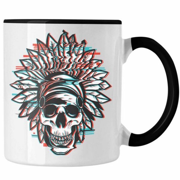 Trendation Tasse Trendation - Totenkopf Tasse Kaffee Frauen Mädchen Männer Tattoo Geschenk Damen Idee Grafik Farben