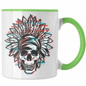 Trendation Tasse Trendation - Totenkopf Tasse Kaffee Frauen Mädchen Männer Tattoo Geschenk Damen Idee Grafik Farben