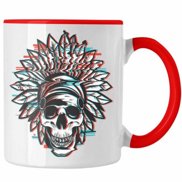 Trendation Tasse Trendation - Totenkopf Tasse Kaffee Frauen Mädchen Männer Tattoo Geschenk Damen Idee Grafik Farben