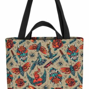 VOID Henkeltasche (1-tlg), Tattoo Teufel Rosen Teufel Tattoo Schmetterling Messer Masken Rocker