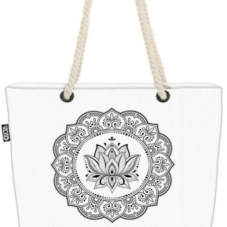 VOID Strandtasche (1-tlg), Mandala Lotus Blüte Beach Bag Tattoo Indien Asien asiatisch Körper Glück Orient