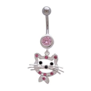 Vivance Bauchnabelpiercing Body Piercing "Katze", mit Zirkonia