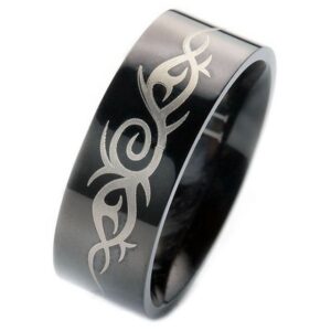 Vivance Fingerring "Tribal Tattoo" Ring aus Titan mit Laser Design, BLACK LINE
