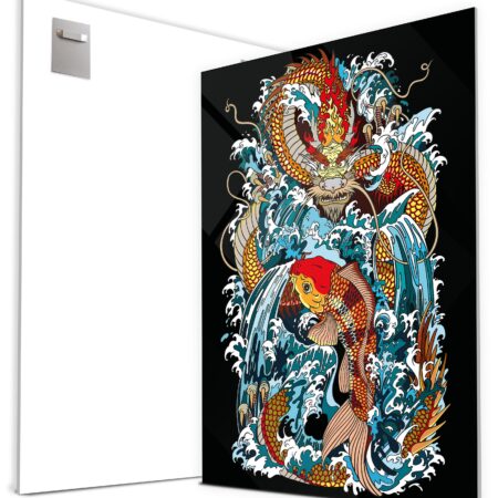 Wandbild Acrylglas Fantasy, Tattoo Drache & Koi, Dragons, Fantasy M0145 - 100x75cm von wandmotiv24