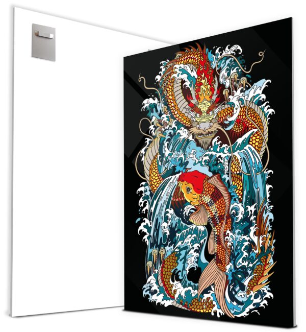 Wandbild Acrylglas Fantasy, Tattoo Drache & Koi, Dragons, Fantasy M0145 - 160x120cm von wandmotiv24