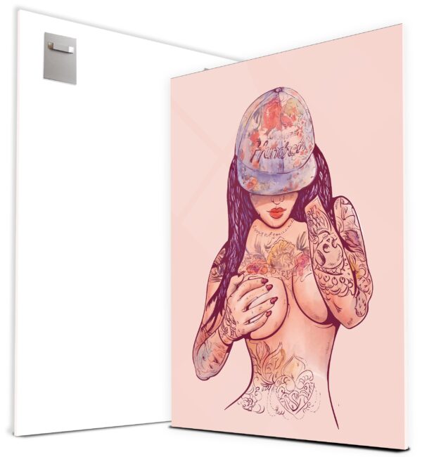 Wandbild Acrylglas Models, Tätowierte Frau, Tattoo-Model, Gemälde, Cap M0063 - 100x75cm von wandmotiv24